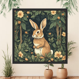 Lienzo William Morris Inspirado Conejo Forestal Botánico