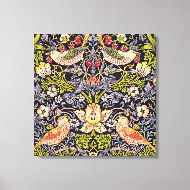 Lienzo William Morris Strawberry Thief Floral Art Nouveau (Anverso)