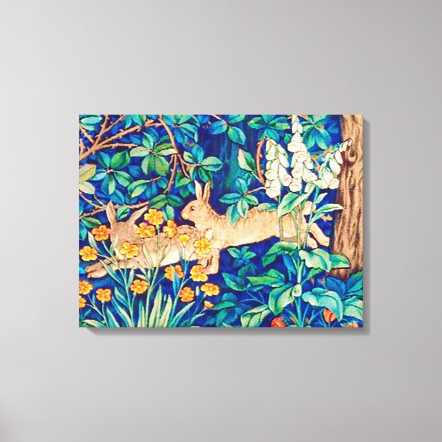 Lienzo William Morris "Two Hares" - Conejos salvajes (Anverso)