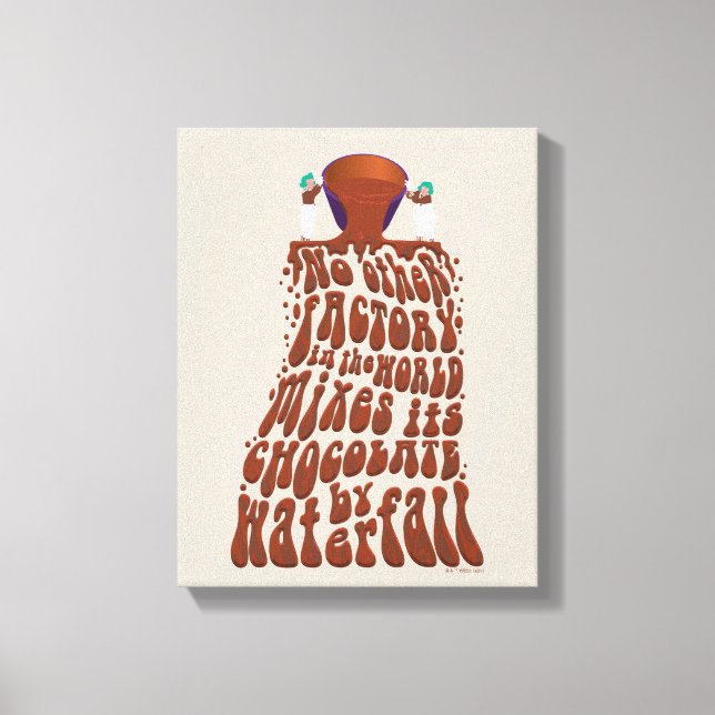 Lienzo Willy Wonka Chocolate Waterfall Typography (Anverso)