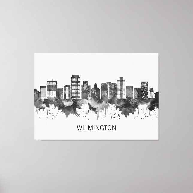 Lienzo Wilmington Delaware Skyline BW (Anverso)