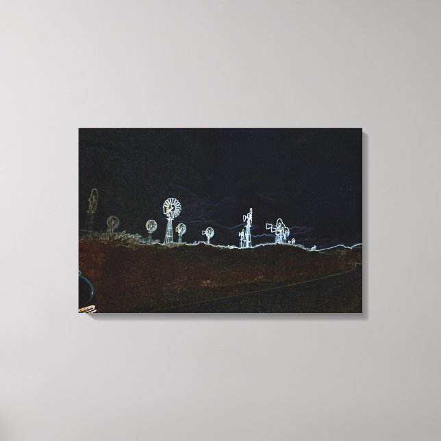 Lienzo Windmill Windarm Car Circa de 1930 Fotografía Neon (Anverso)