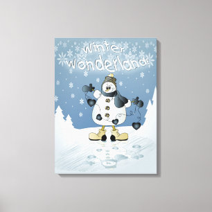 Lienzo Winter Blue Snowman   Navidad