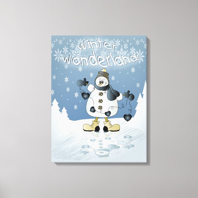 Lienzo Winter Blue Snowman | Navidad (Anverso)