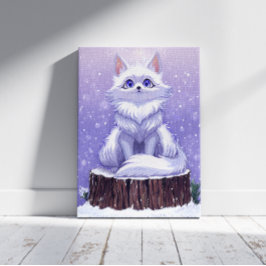Lienzo Winter Guardian :Whimsical Arctic Fox wildlife