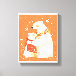 Lienzo Winter Polar Bear Mom & Baby Cozy Nordic Canvas