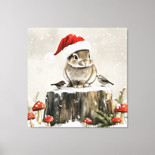 Lienzo Winter Santa Bunny Wonderland (Anverso)