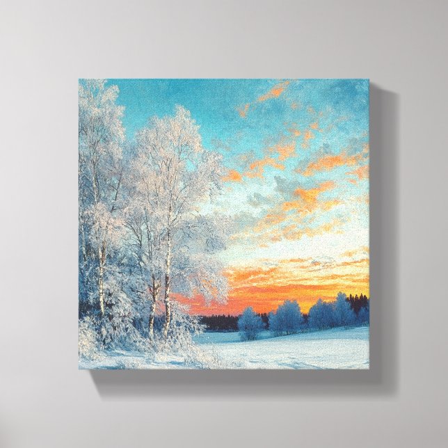 Lienzo Winter Wonderland at Sunset (Anverso)