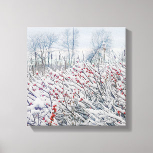 Lienzo winterberry y cattails