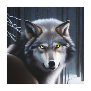 Lienzo Wolf En El Bosque De Invierno