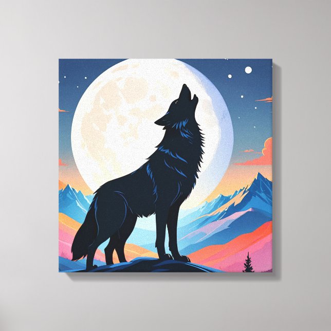 Lienzo Wolf Howling At The Moon (Anverso)
