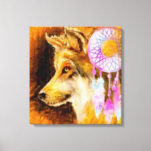 Lienzo Wolf y Dreamcatcher