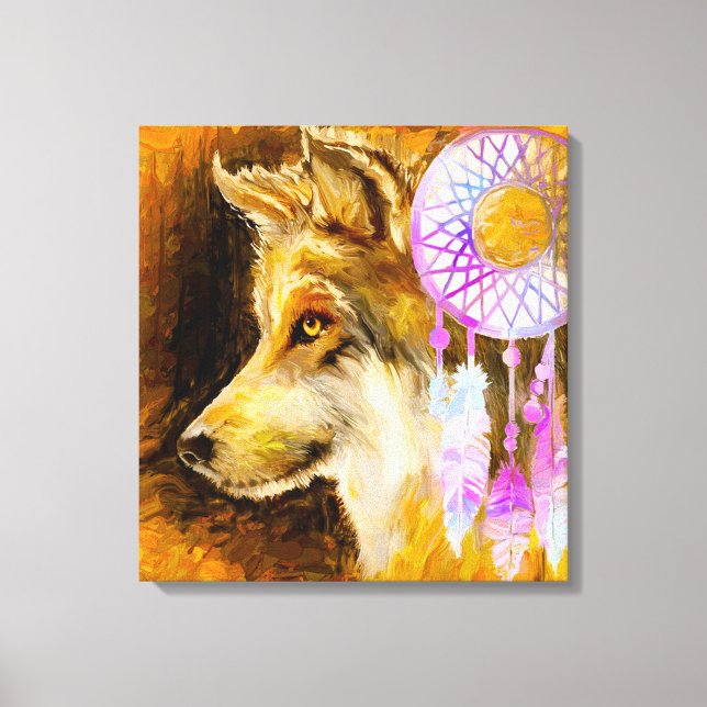 Lienzo Wolf y Dreamcatcher (Anverso)