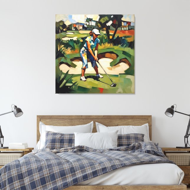 Lienzo Woman Golfer - Golf Canvas Art Print (Insitu(Dormitorio))