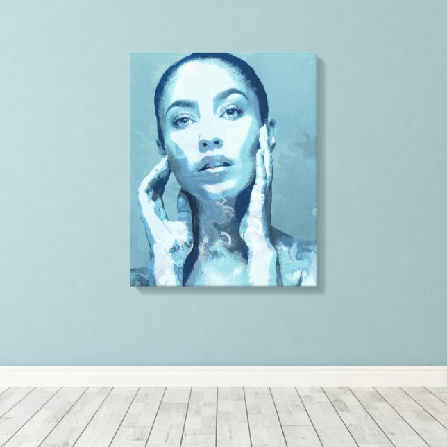 Lienzo "Woman in Blue" Premium Canvas  (Insitu (piso de madera))