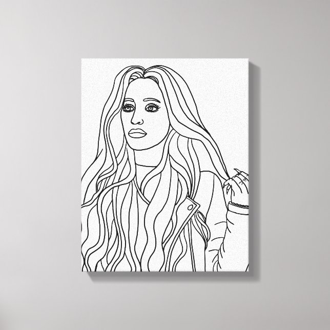 Lienzo Woman Leather Jacket Fashion art Adult Coloring  (Anverso)