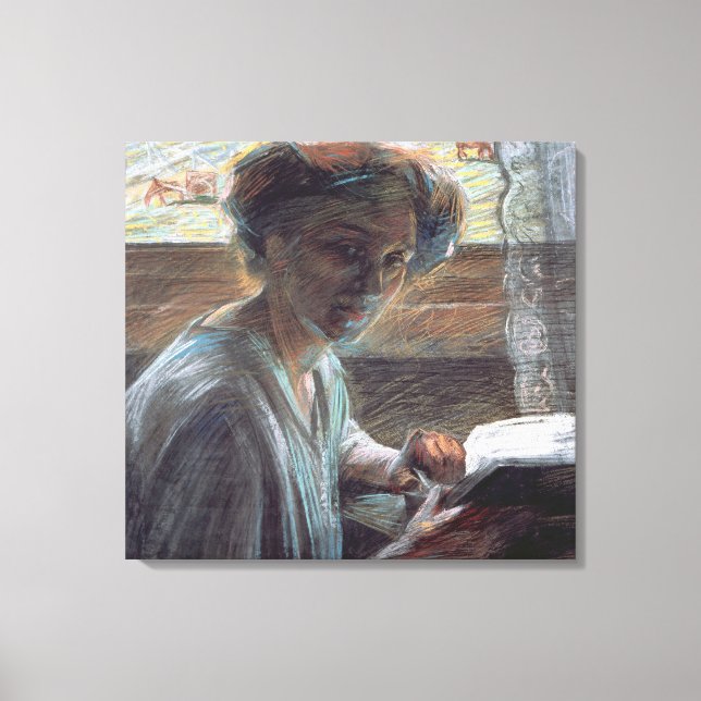 Lienzo Woman Reading, 1909 (aceite sobre lienzo) (Anverso)