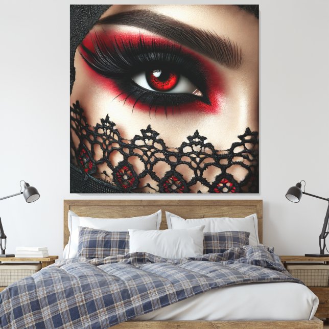Lienzo Woman's eye with a striking red iris (Insitu(Dormitorio))