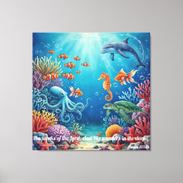 Lienzo Wonders in the Deep | Psalm 107:24 Christian Decor