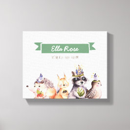 Lienzo Woodland Animals Nursery Name Wall Art