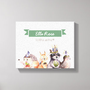 Lienzo Woodland Animals Nursery Name Wall Art