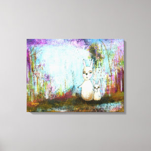 Lienzo Woodland Mama Rabbit Baby Rabbit Whimsical Art