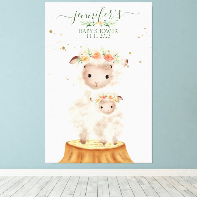 Lienzo Woodland Sheep Animal Soft Baby Mom (Insitu (piso de madera))