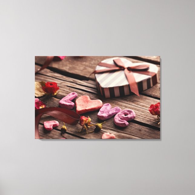 Lienzo Word Love with Heart Shaped El día de San Valentín (Anverso)