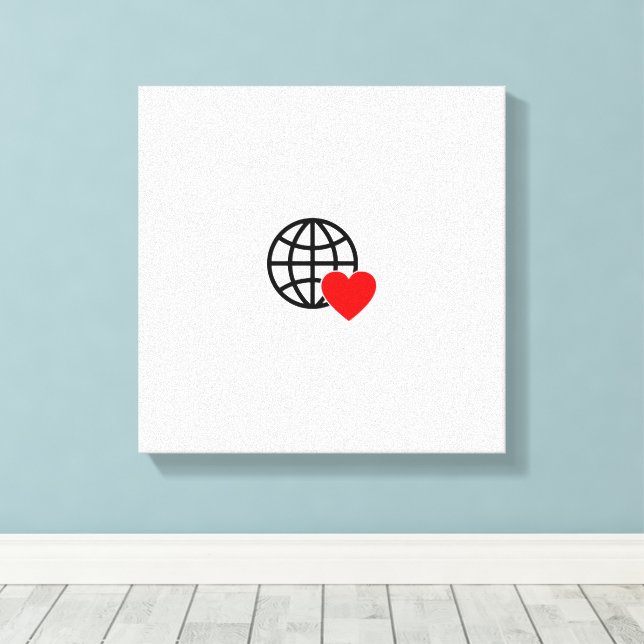 Lienzo World Love Globe Icon | Heart Earth Summer Design (Insitu (piso de madera))