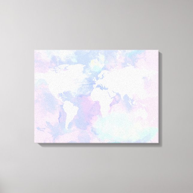 Lienzo Worldmap Acuarela Rosa Lilac (Anverso)