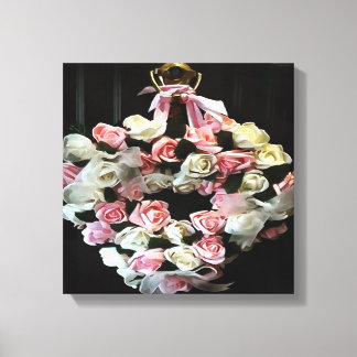 Lienzo Wreath decorativa de rosas y cintas