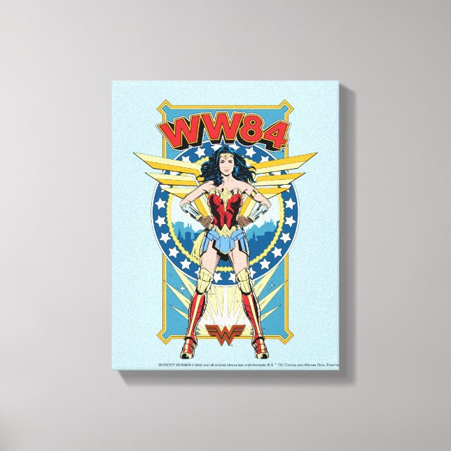 Lienzo WW84 | Retro Comic Wonder Woman Character Badge (Anverso)