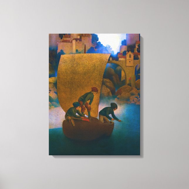 Lienzo Wynken, Blynken y Nod, 1905 por Maxfield Parrish (Anverso)