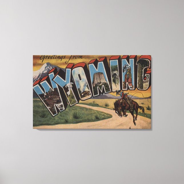 Lienzo Wyoming (Cowboy)Escenas de letras grandesWyoming (Anverso)