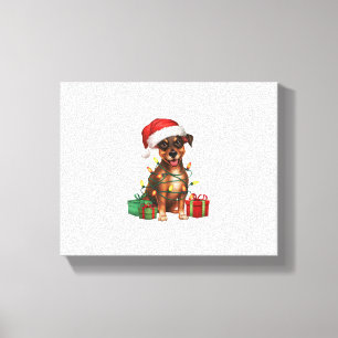Lienzo Xmas Iluminación Santa Hat Miniatura Pinscher Dog