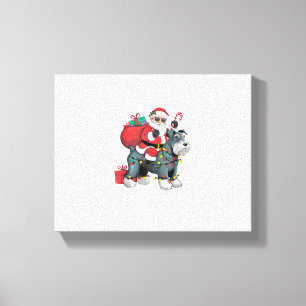 Lienzo Xmas Iluminando Santa Riding Gigante Schnauzer Dog
