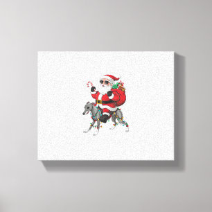 Lienzo Xmas Iluminando Santa Riding Perro de Greyhound C