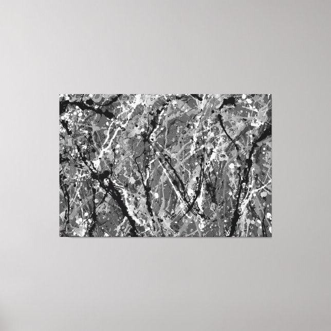 Lienzo XX EN BLANCO Y NEGRO - Pintura de acción -Resumen- (Anverso)