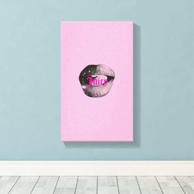 Lienzo Y2K Lips Portrait – Glossy Aesthetic Pop Art Print (Insitu (piso de madera))