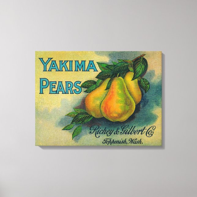 Lienzo Yakima Pears Crate LabelToppenish, WA (Anverso)