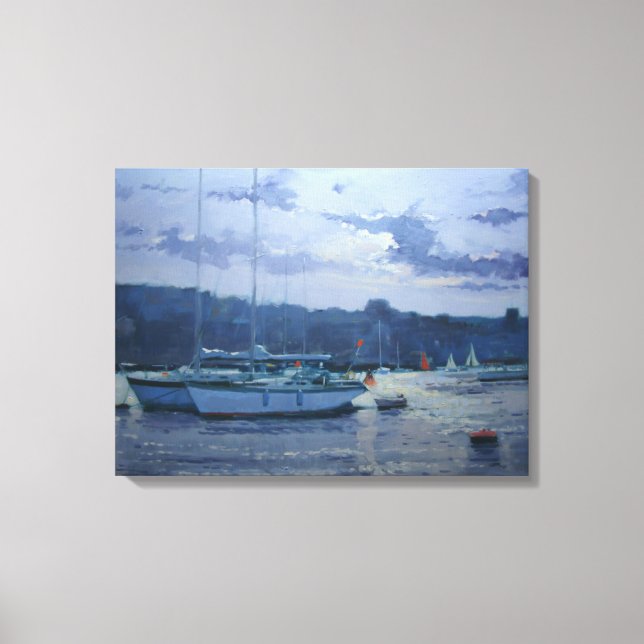 Lienzo Yates amarrados tarde por la tarde (Anverso)