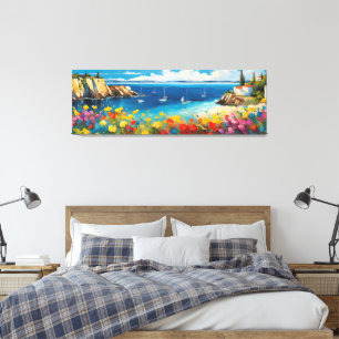 Lienzo Yates y flores mediterráneos en el gran paisaje ma