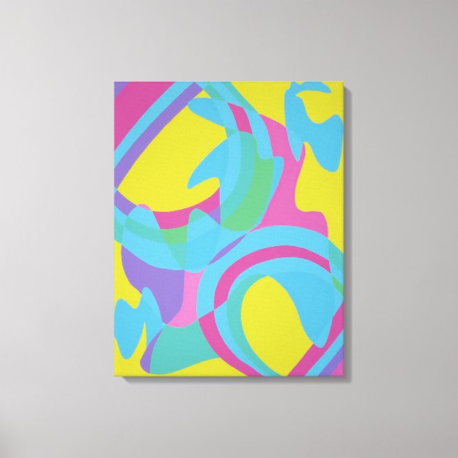 Lienzo Yellow and Turquoise Motion Abstract Canvas Print (Anverso)