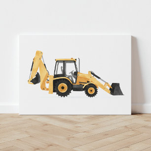 Lienzo Yellow Backhoe Loader Construction Vehicle