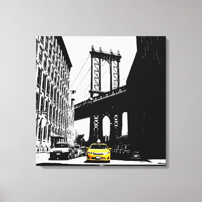 Lienzo Yellow Taxi New York City Nyc Brooklyn Bridge (Anverso)