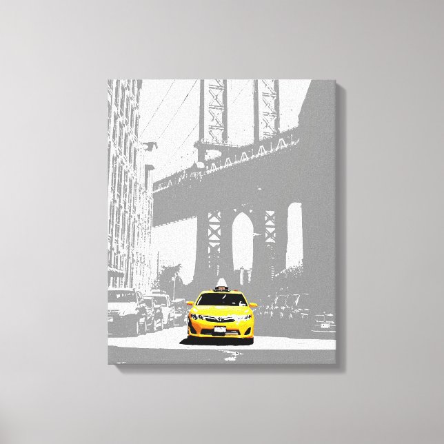 Lienzo Yellow Taxi Nyc New York City Brooklyn Bridge (Anverso)