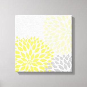Lienzo Yellow y Gray Dahlia Square Wall Art