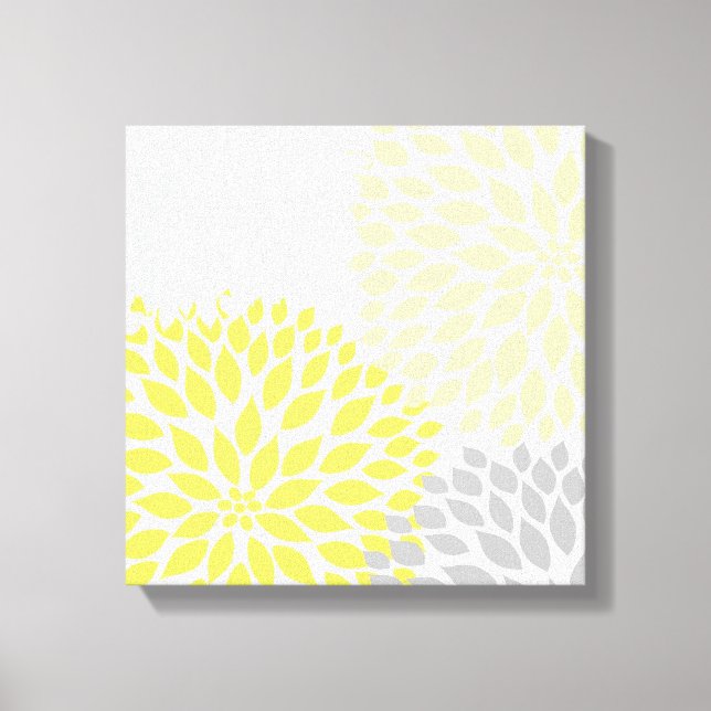 Lienzo Yellow y Gray Dahlia Square Wall Art (Anverso)