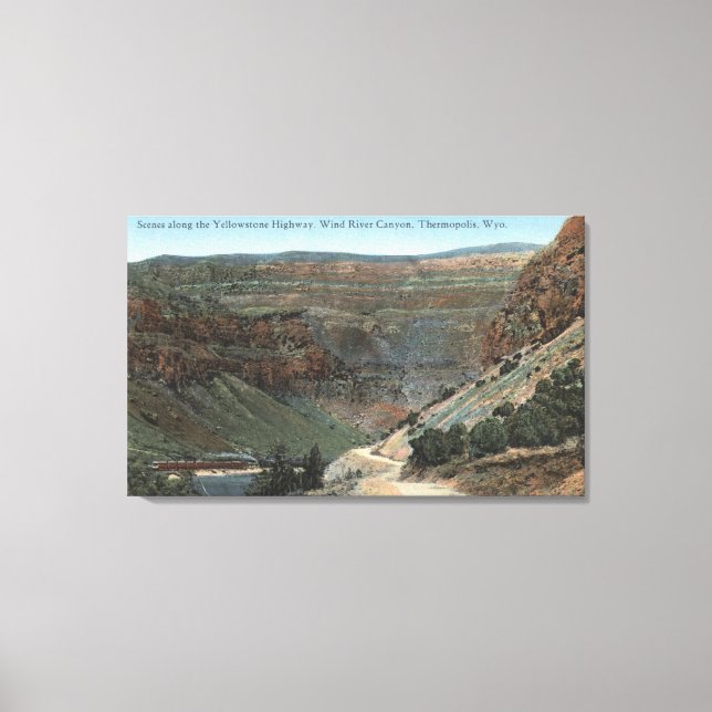 Lienzo Yellowstone, WY - Yellowstone Highway y Wind 2 (Anverso)