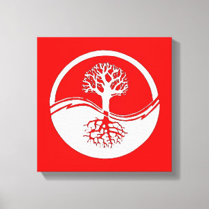 Lienzo Yin y yang rojos y blancos